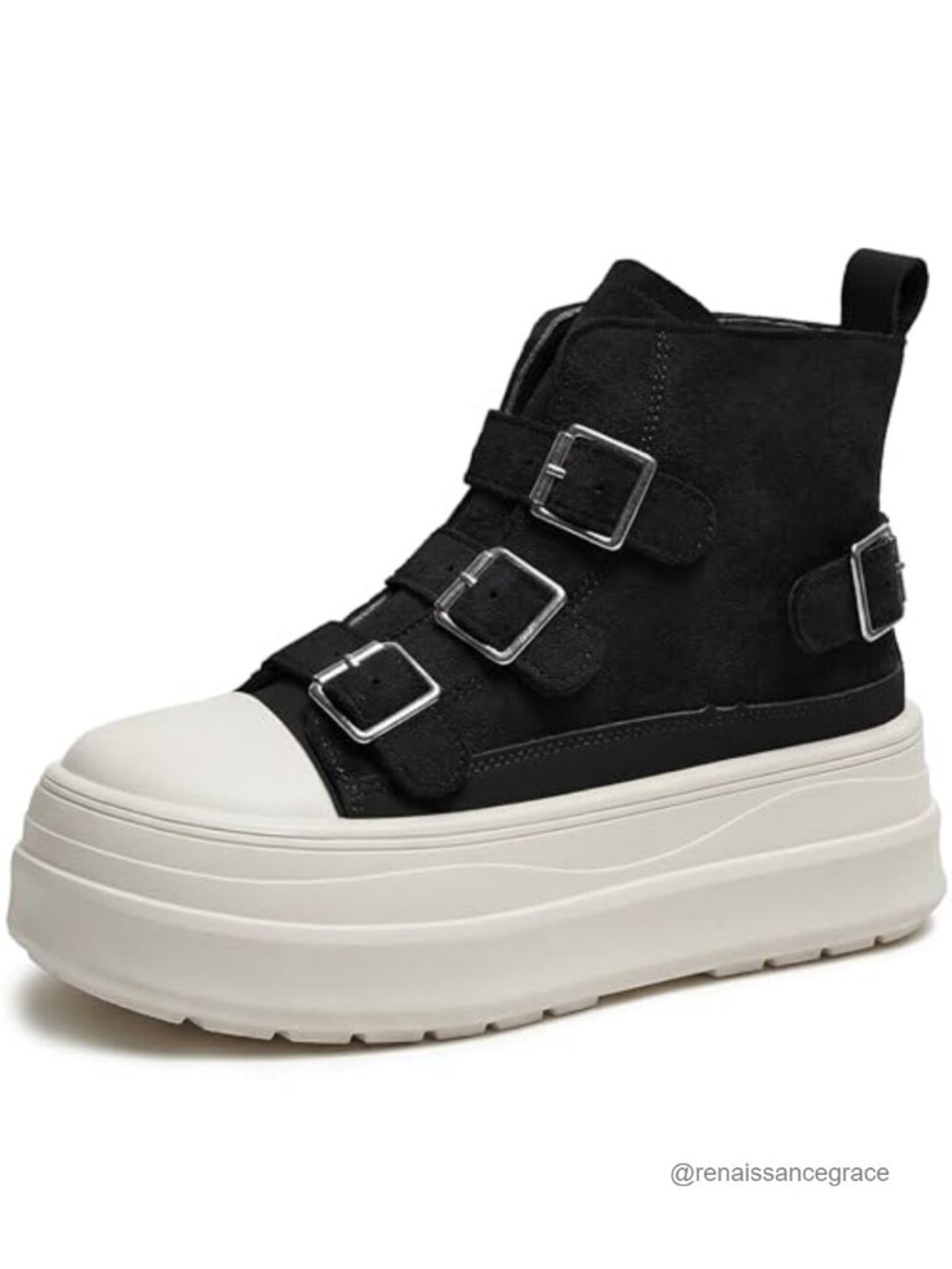 Women's Suede Platform Sneakers, Chunky High Top Zip Boots, 2.4"